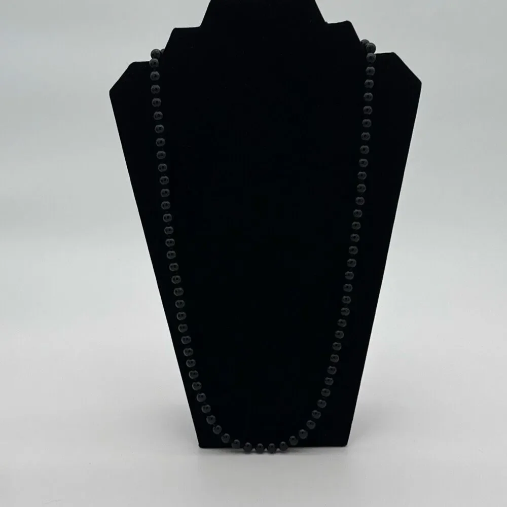 Vintage Monet 28” Black Bead Necklace Long Strand Gold Tone‎ Signed Classic